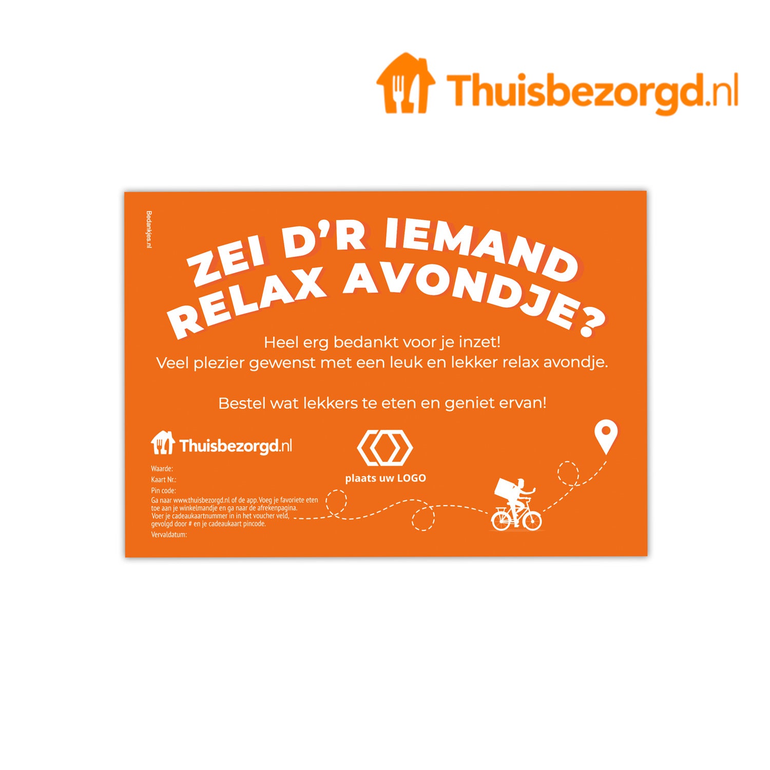 Thuisbezorgd cadeaukaart met eigen ontwerp