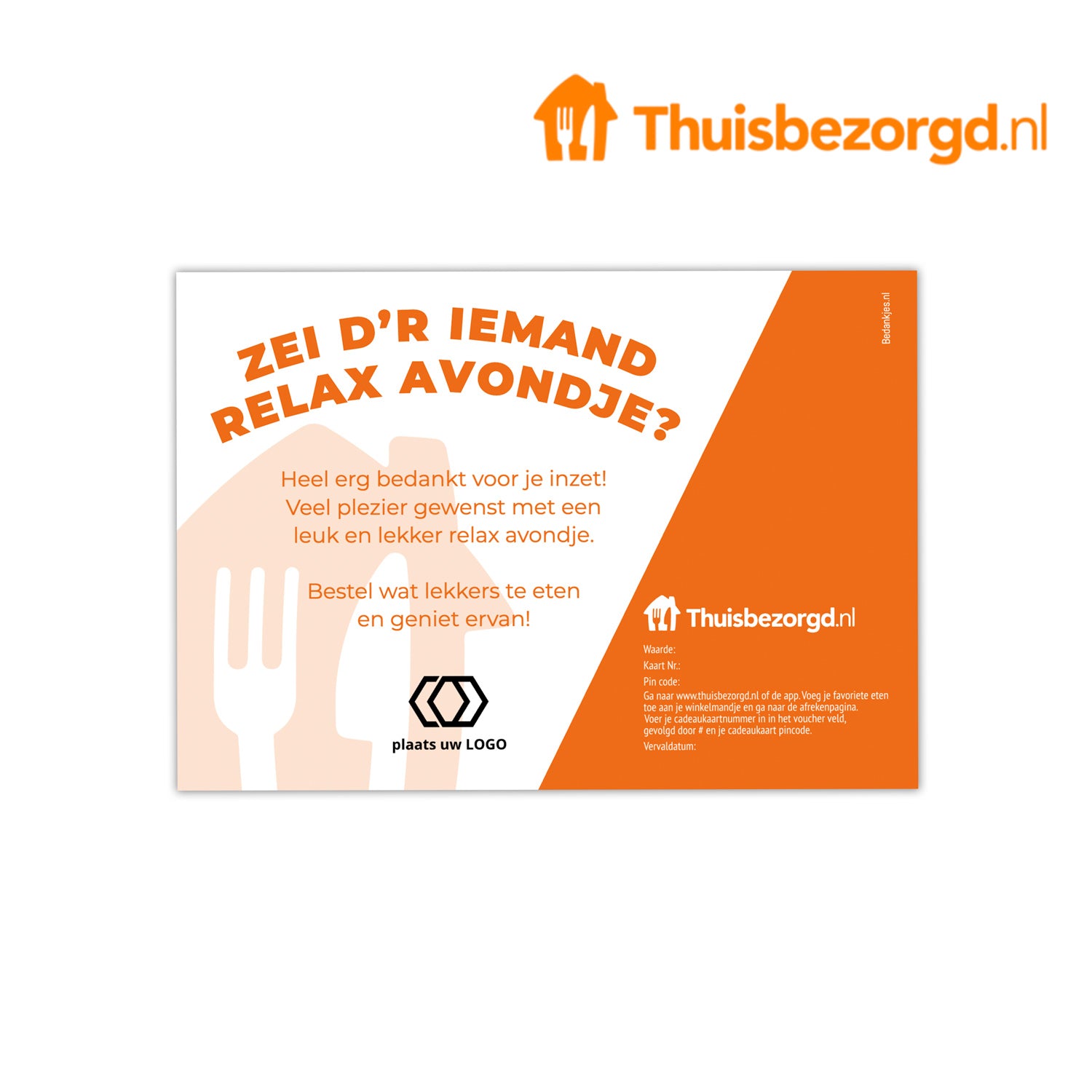 Thuisbezorgd cadeaukaart met eigen ontwerp