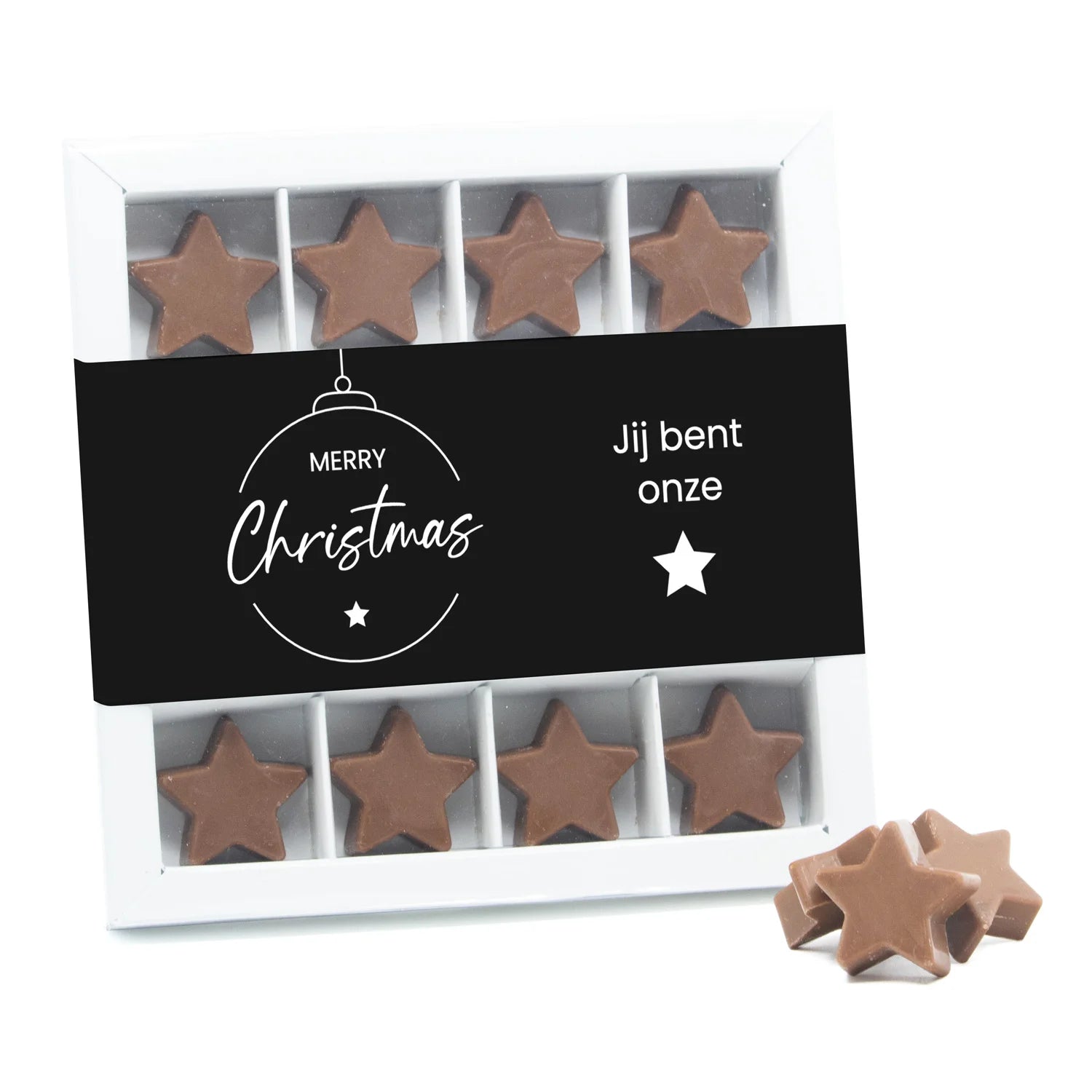 Geschenkdoos 16 chocolade sterren met logo - Kerst