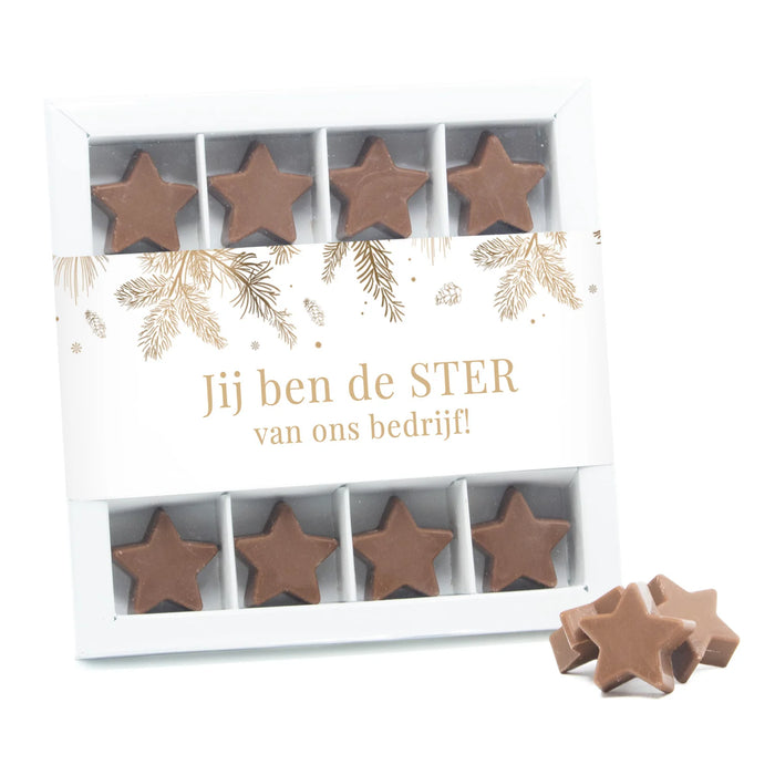 Geschenkdoos 16 chocolade sterren met logo - Kerst