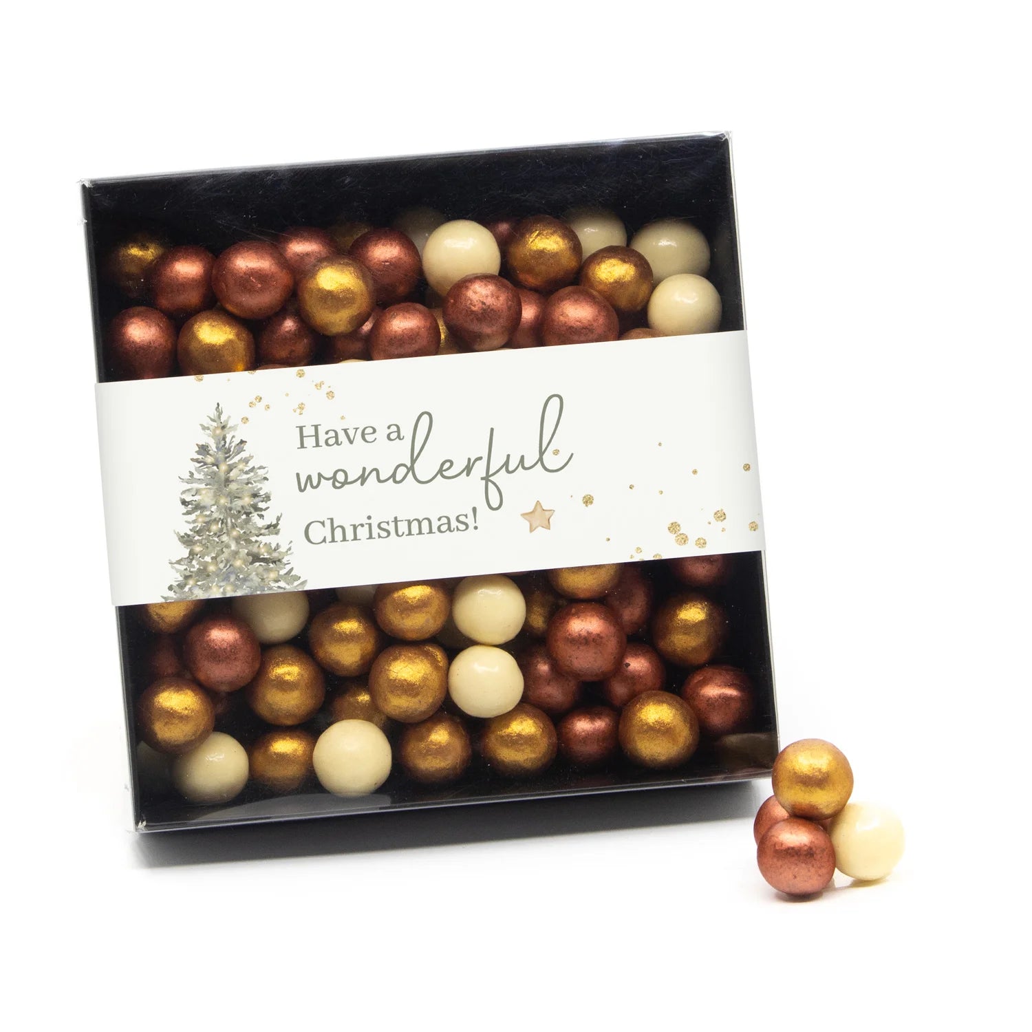 Vensterdoos zwart met kerstpearls - Kerst