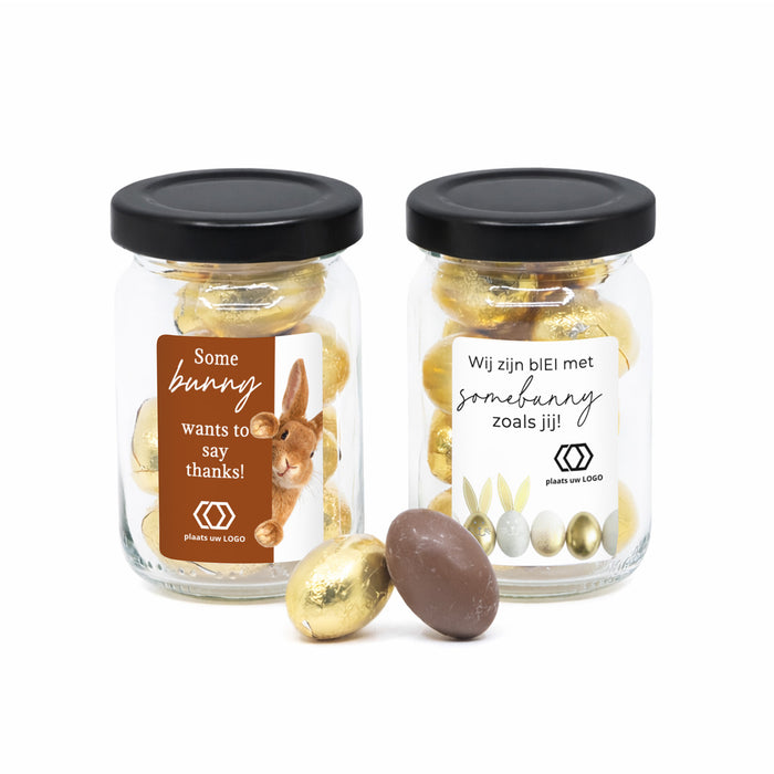 Glazen potje met paaseitjes - Pasen