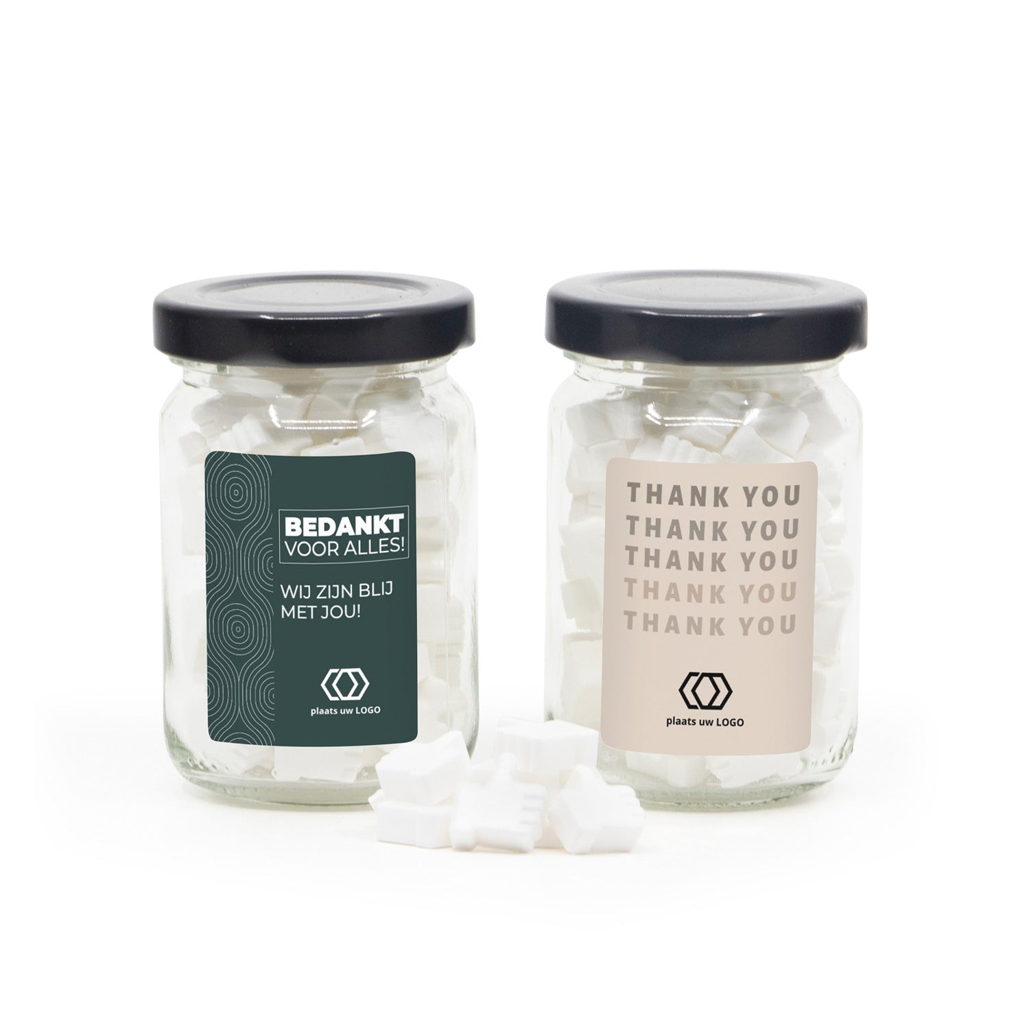Glazen potje met eigen etiket - Zakelijk - Bedankjes.nl