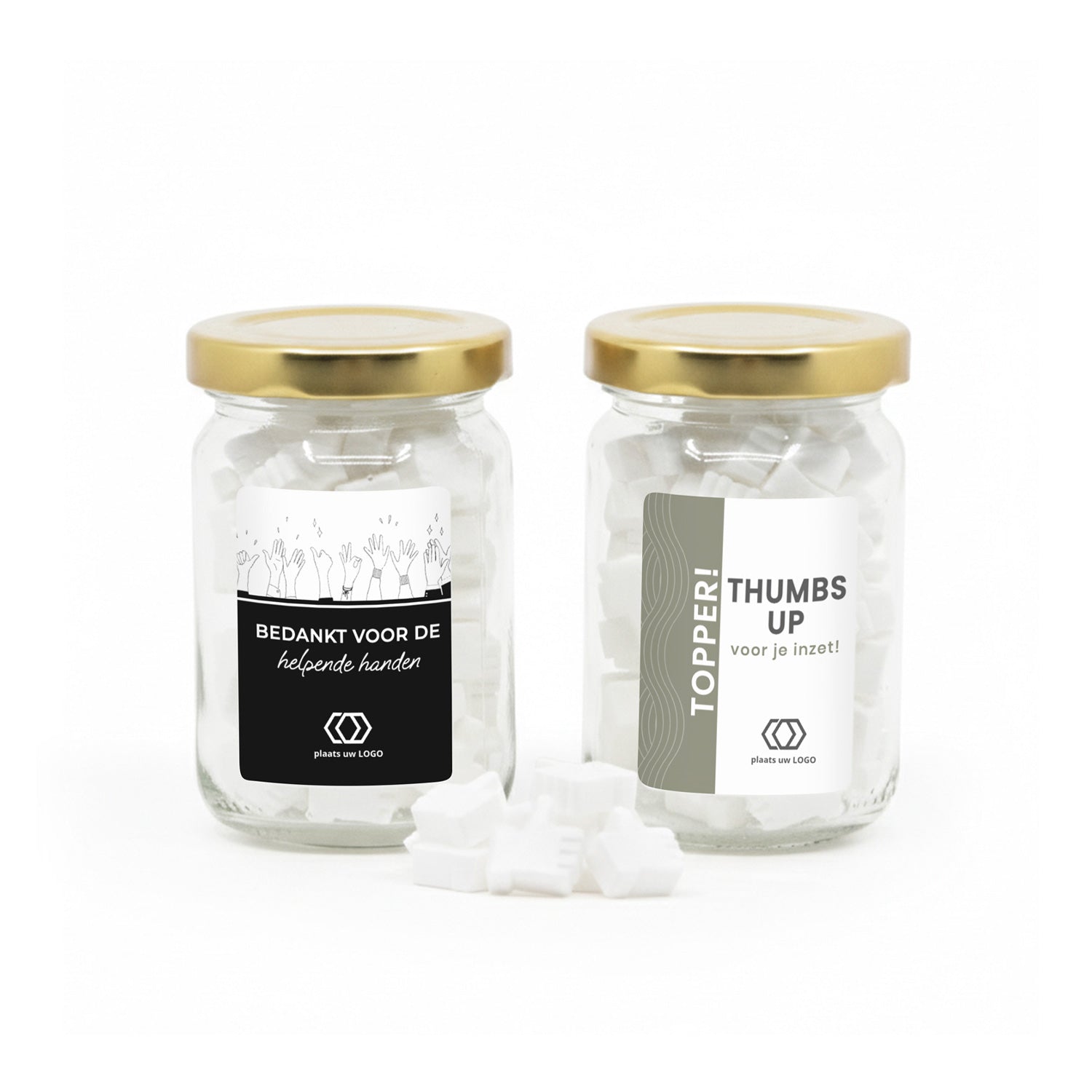 Glazen potje met eigen etiket - Zakelijk - Bedankjes.nl