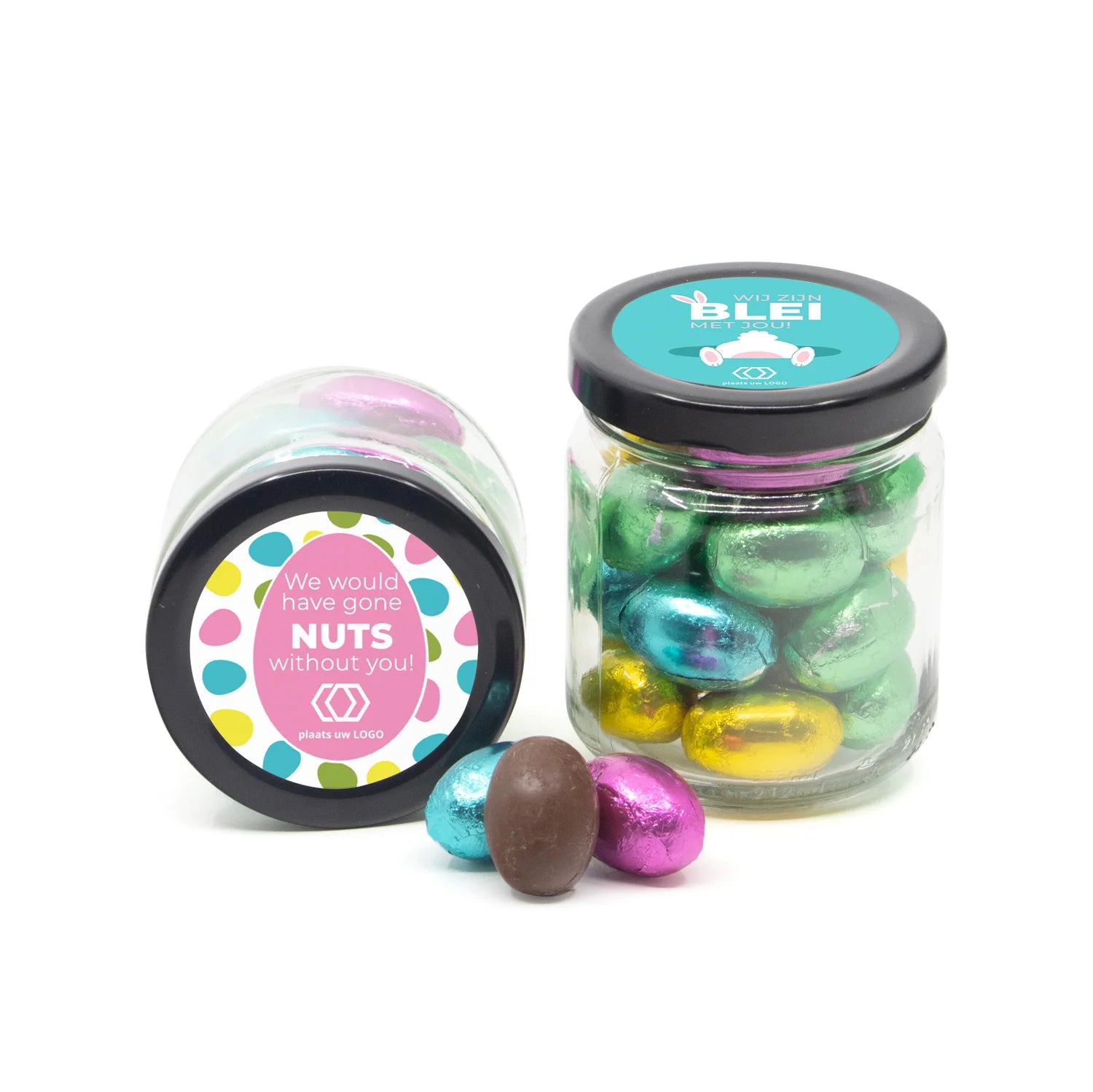 Glazen snoeppotje met paaseitjes - Pasen - Bedankjes.nl