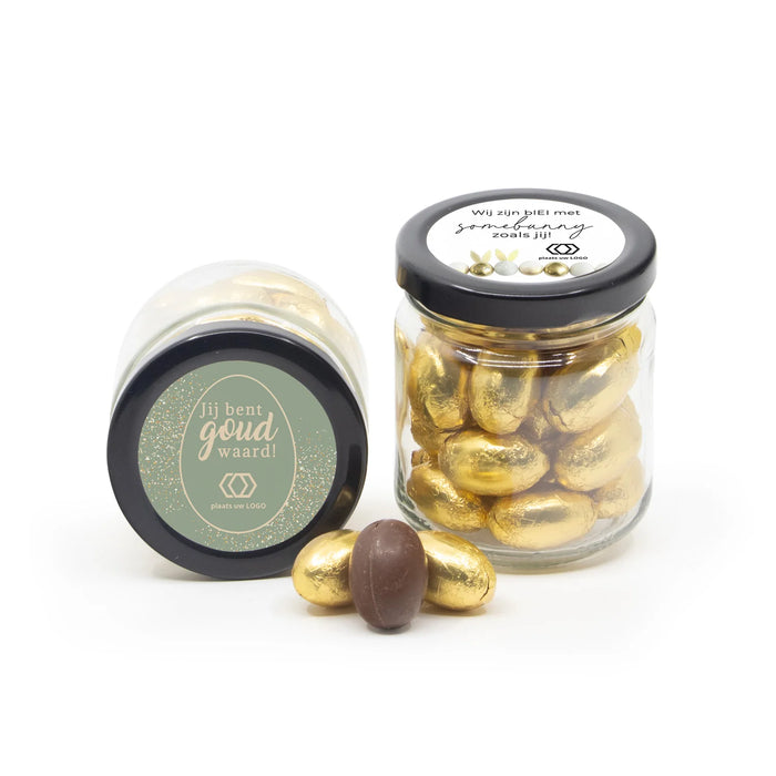 Glazen snoeppotje met paaseitjes - Pasen