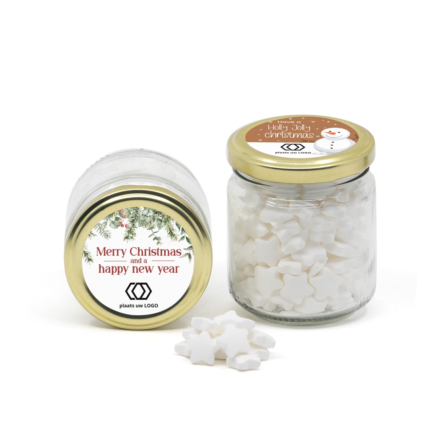 Glazen snoeppotje met eigen etiket - Kerst