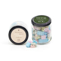 Glazen snoeppotje met bouwsteentjes - Vrijwilliger - Bedankjes.nl
