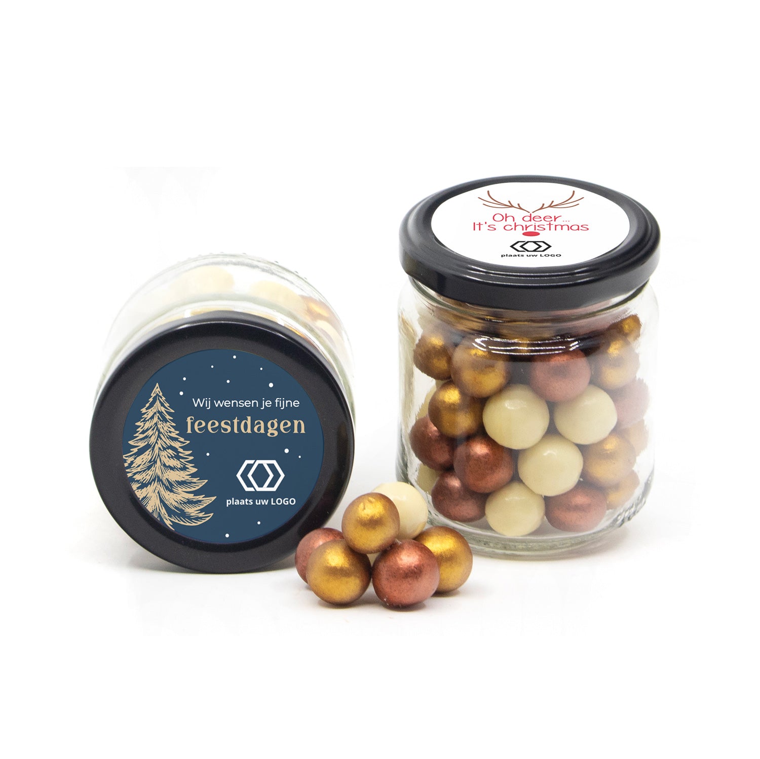 Glazen snoeppotje met kerst pearls - Kerst