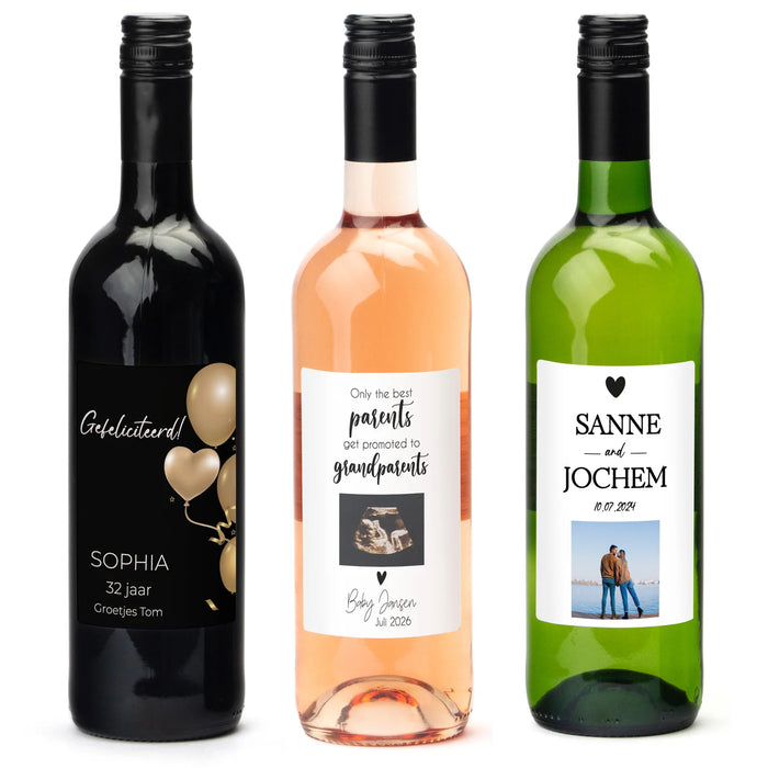 Fles wijn met persoonlijk etiket - Bedankje
