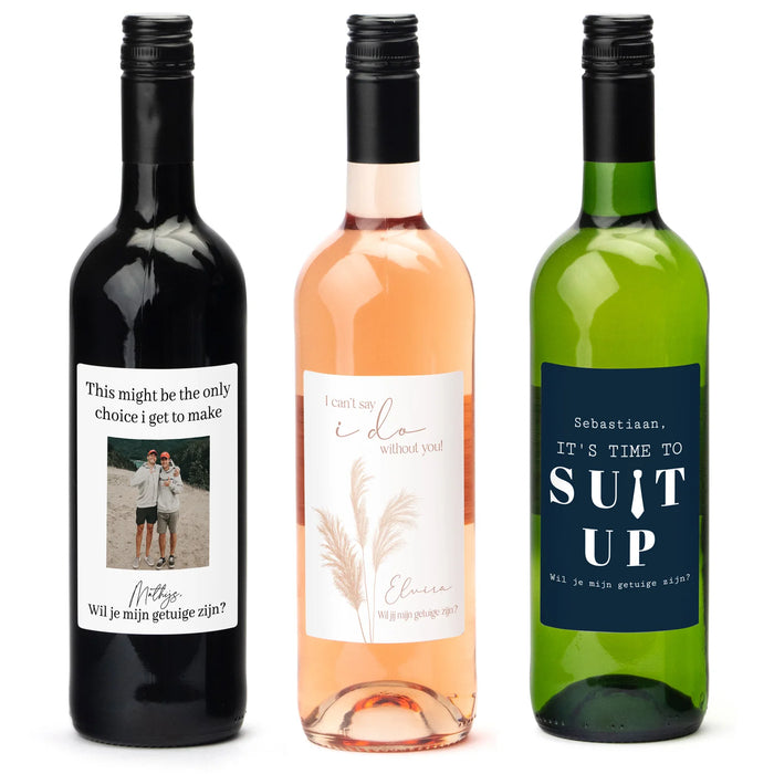 Fles wijn met persoonlijk etiket - Getuige