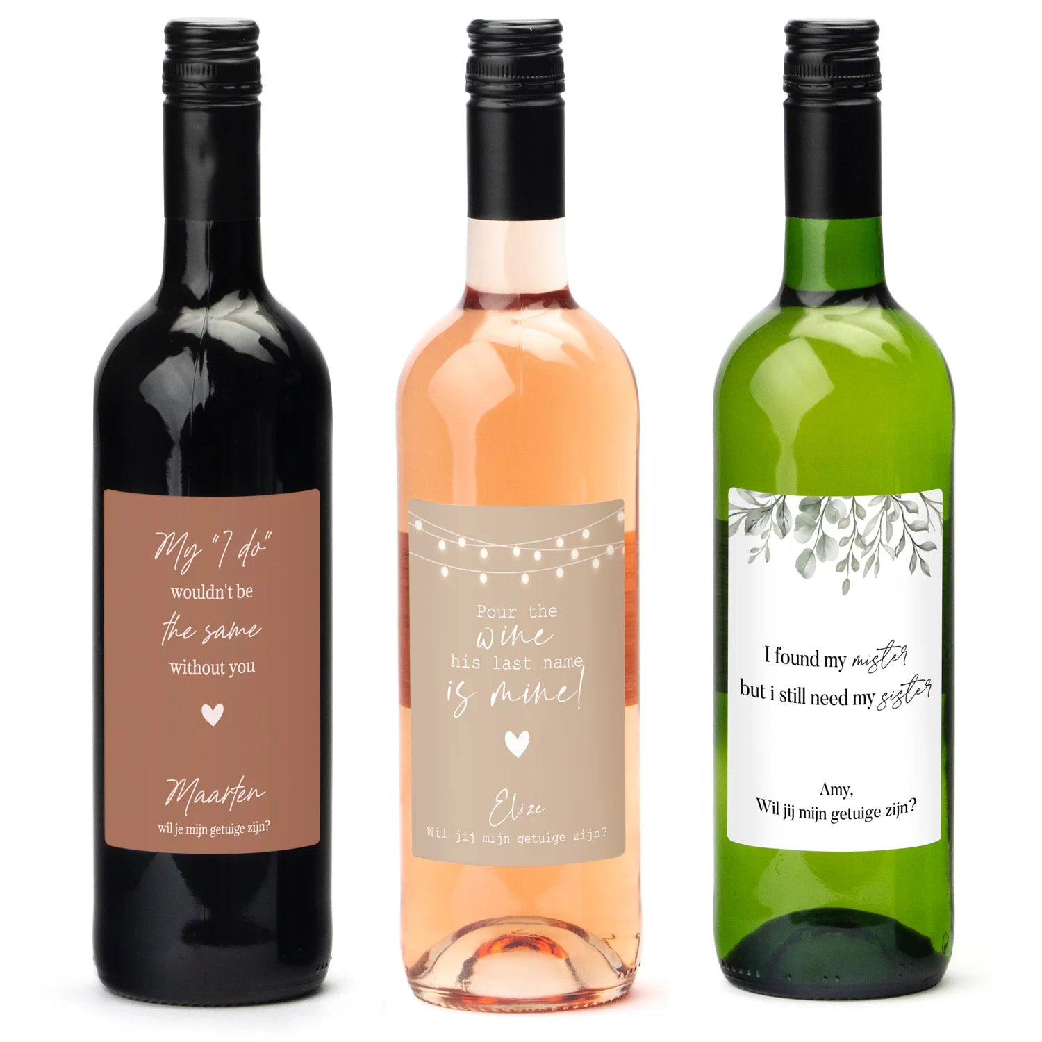 Fles wijn met persoonlijk etiket - Getuige - Bedankjes.nl