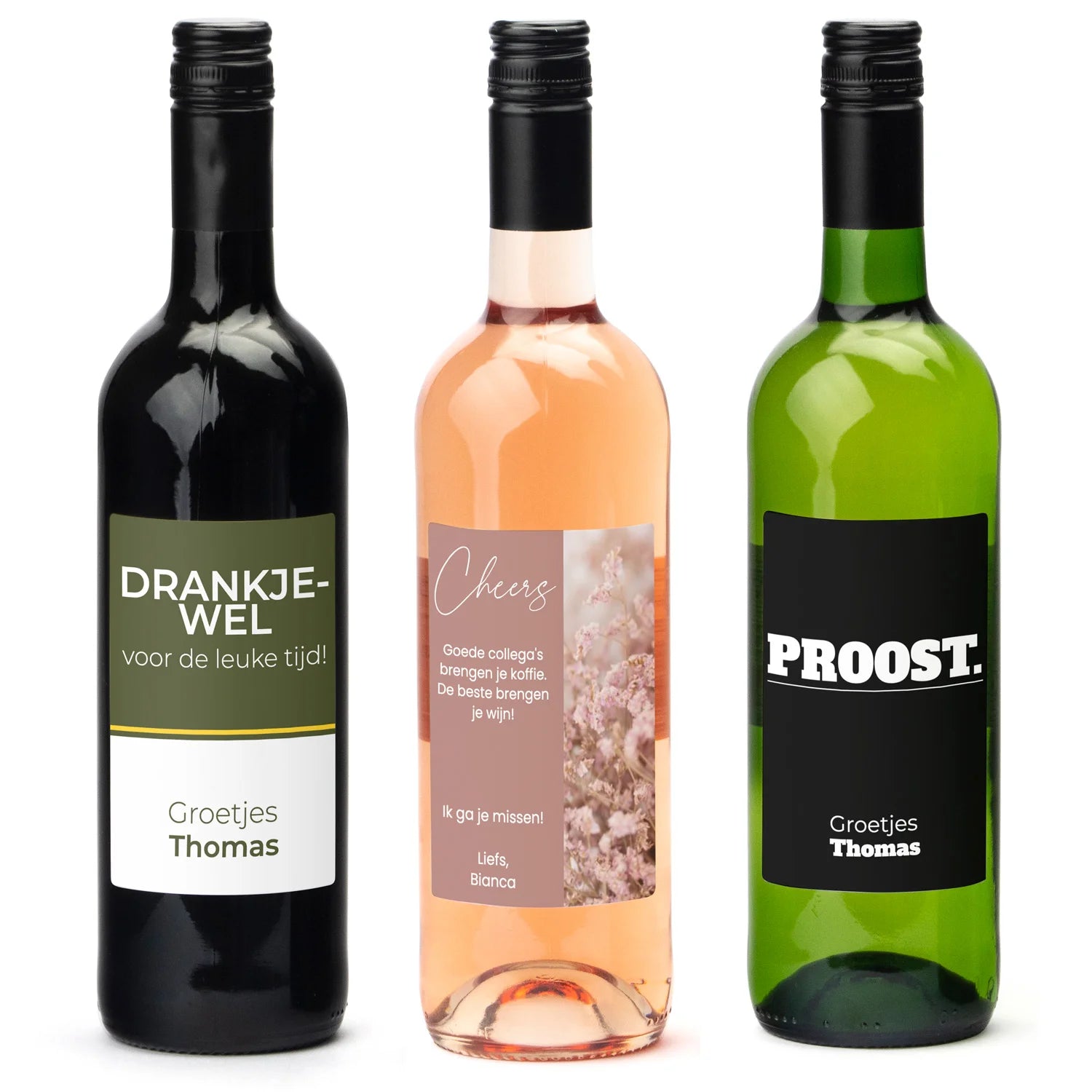 Fles wijn met persoonlijk etiket - Collega - Bedankjes.nl