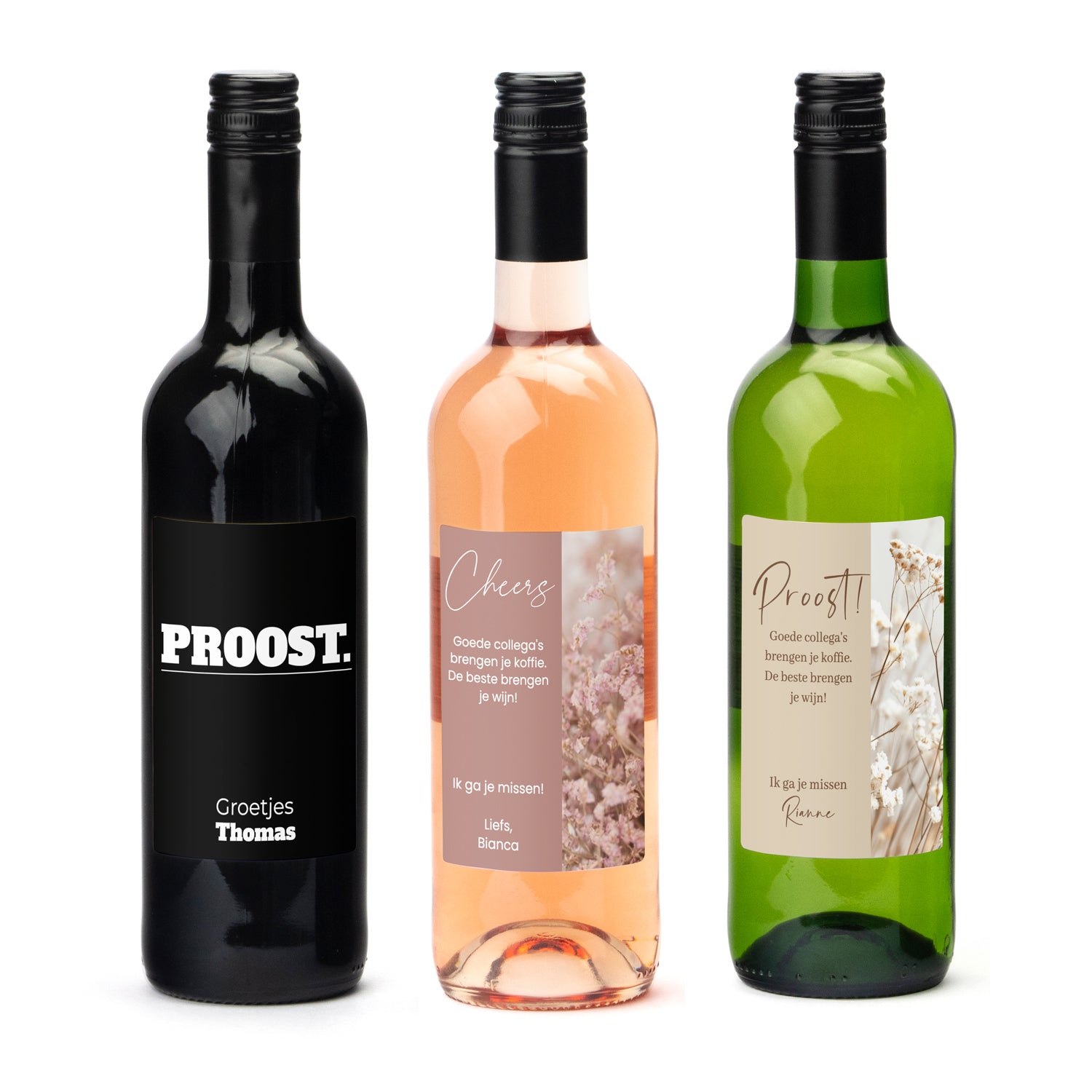 Fles wijn met persoonlijk etiket - Collega