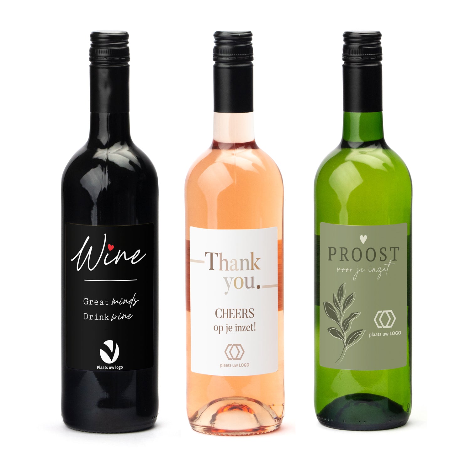 Fles wijn met eigen logo op etiket - Vrijwilliger