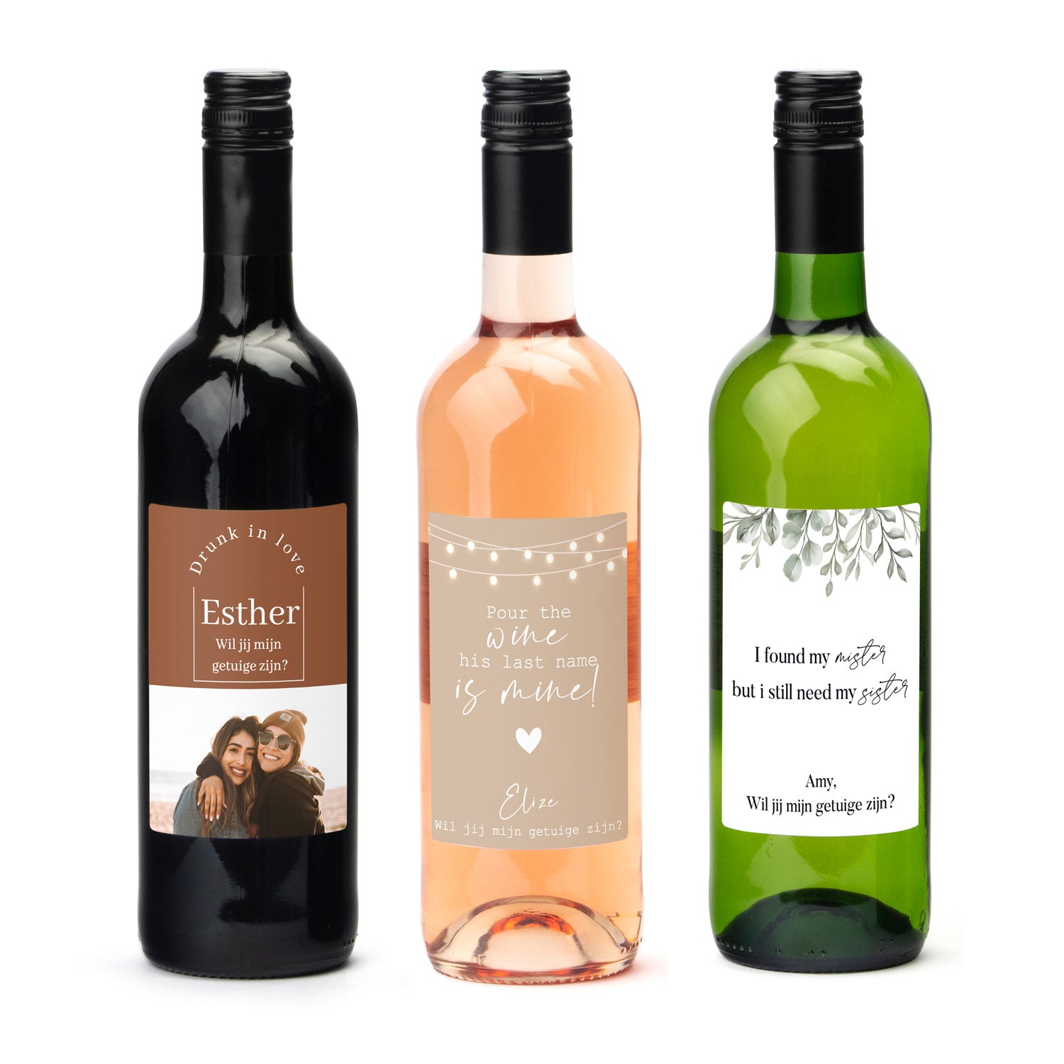 Fles wijn met persoonlijk etiket - Getuige
