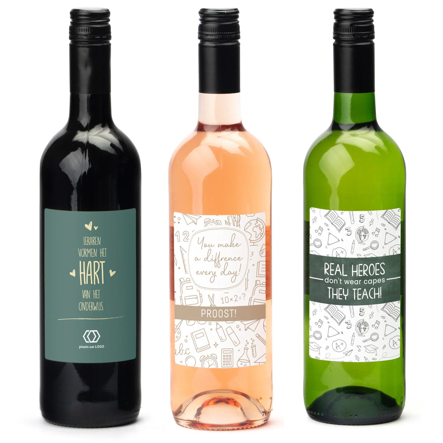 Fles wijn met persoonlijk etiket - Leraar - Bedankjes.nl