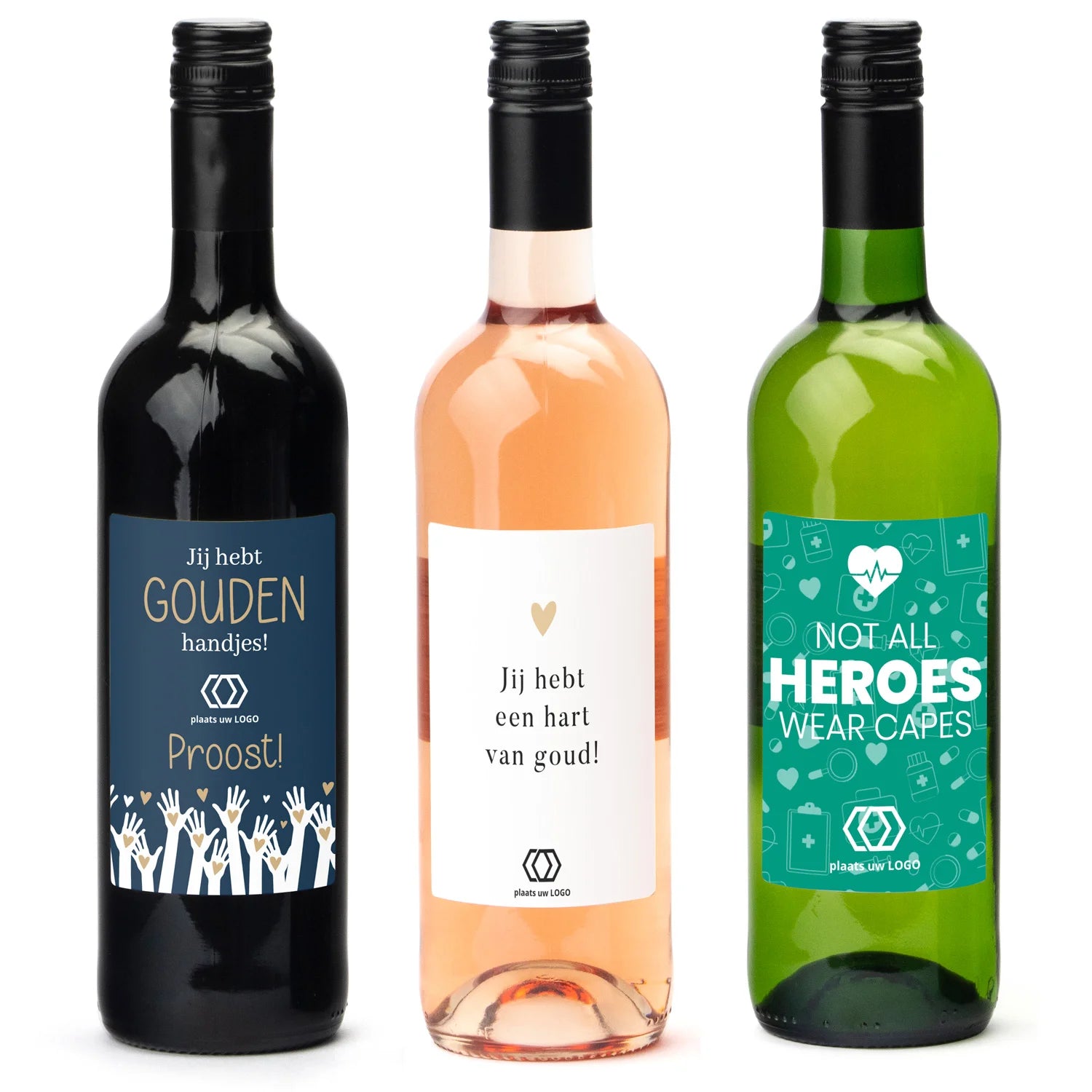 Fles wijn met eigen etiket - Verpleging - Bedankjes.nl