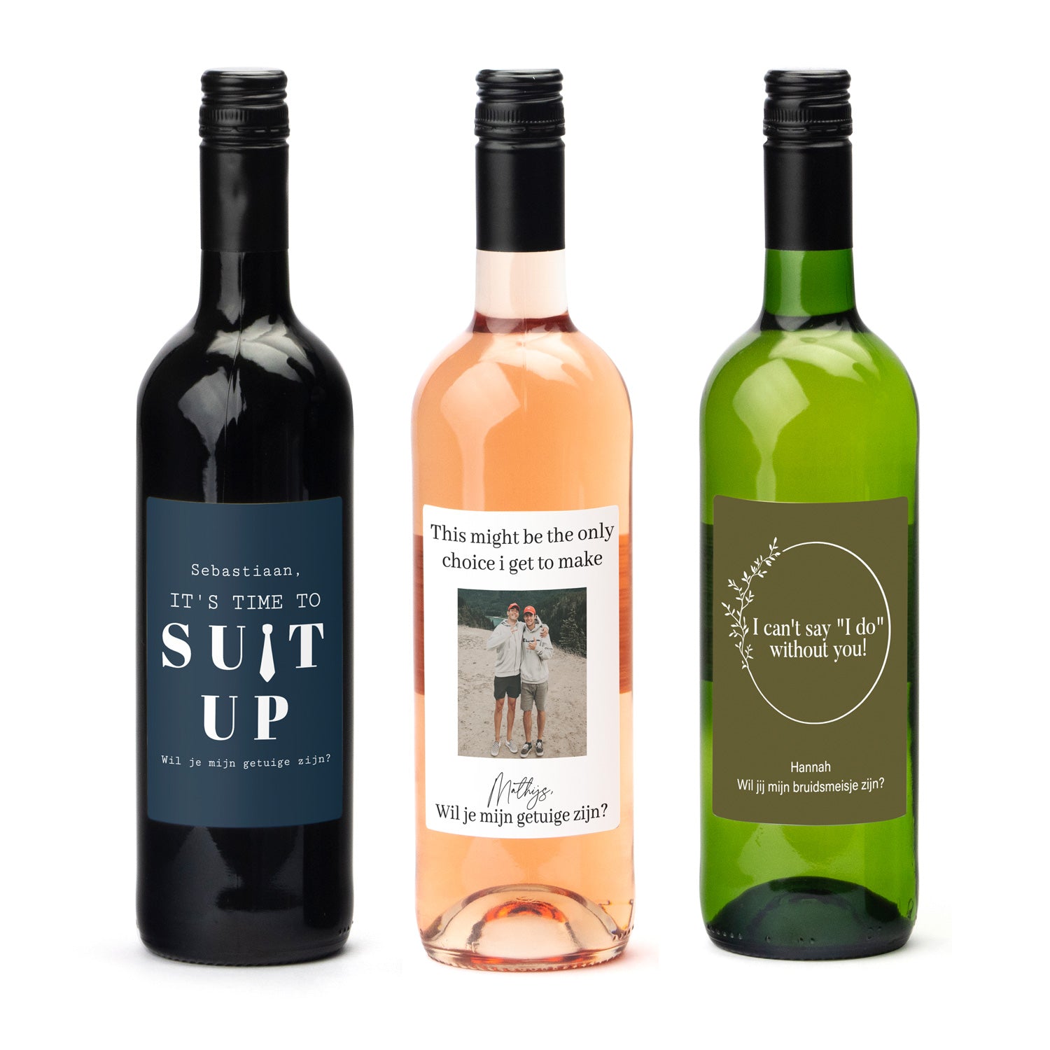 Fles wijn met persoonlijk etiket - Getuige