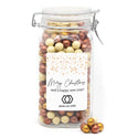 Grote pot met chocopearls met eigen logo - Kerst - Bedankjes.nl