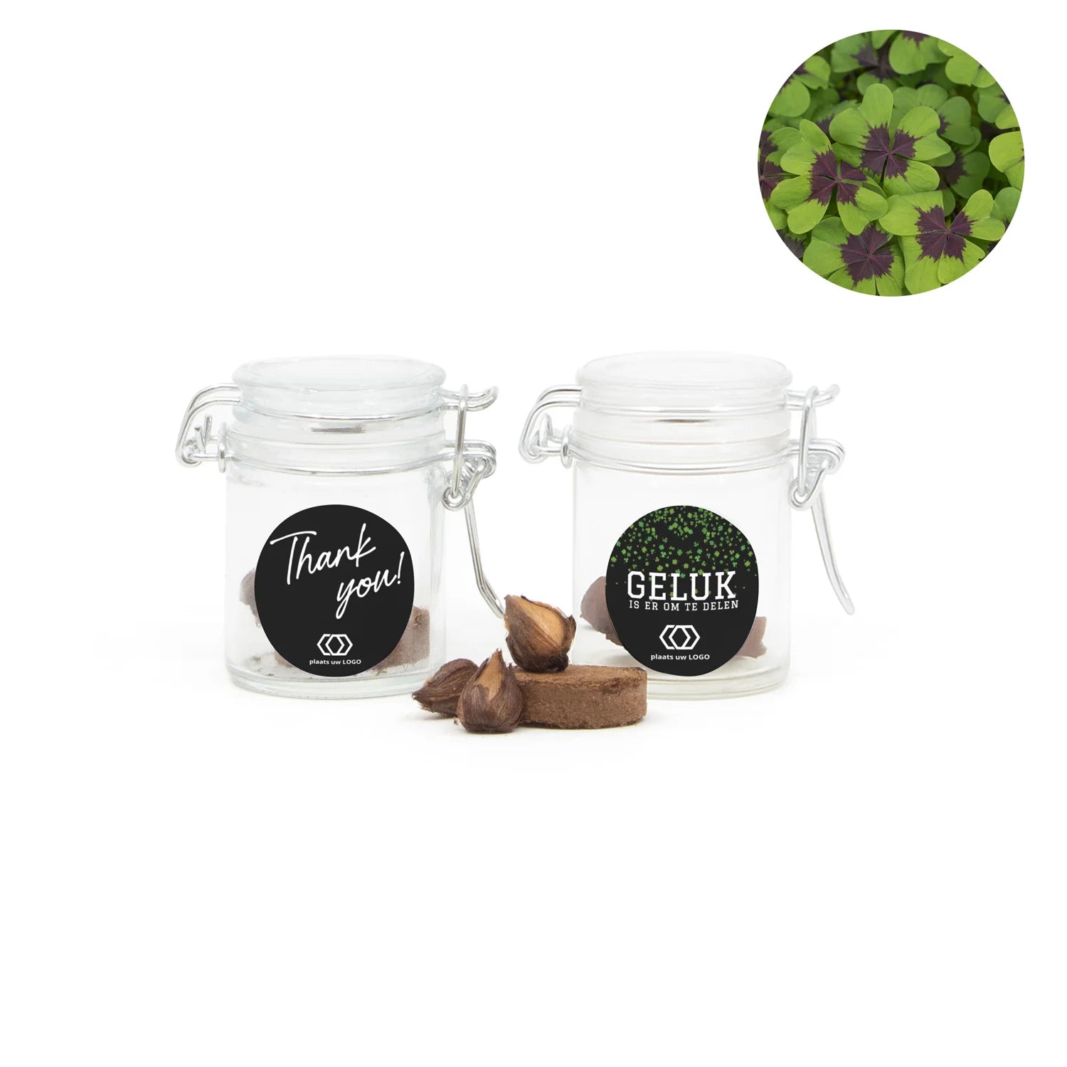 Klavertje vier in mini weckpotje - Zakelijk