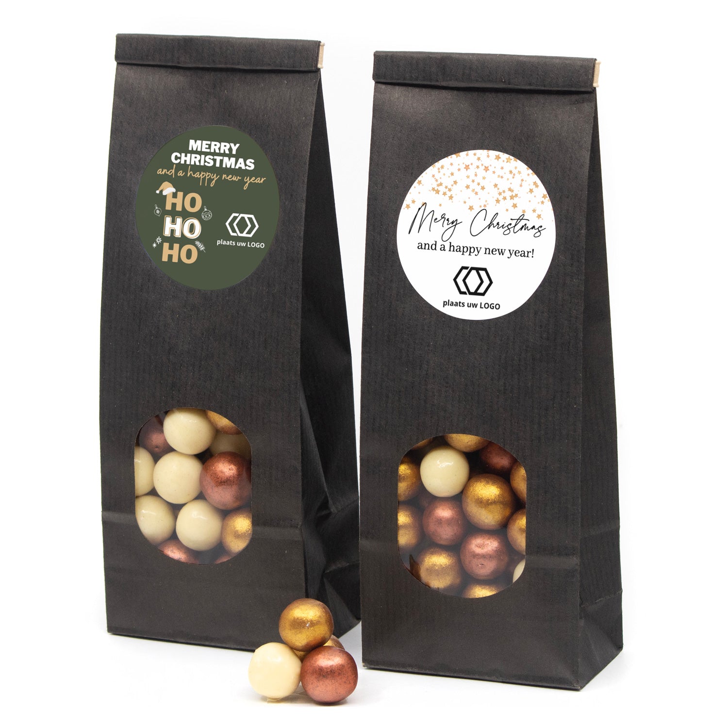 Zwart kraftzakje met kerstvulling - Kerst