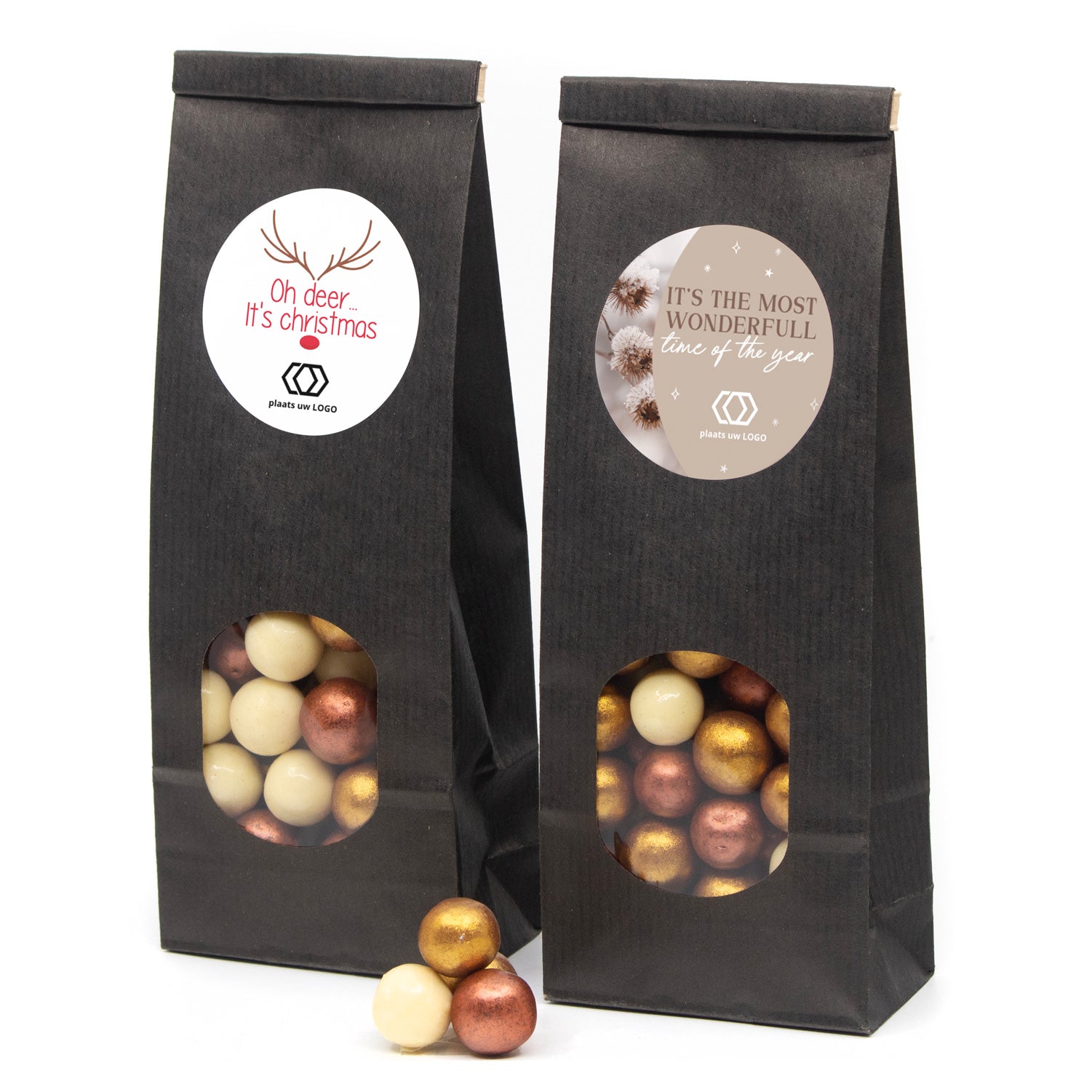 Zwart kraftzakje met kerstvulling - Kerst