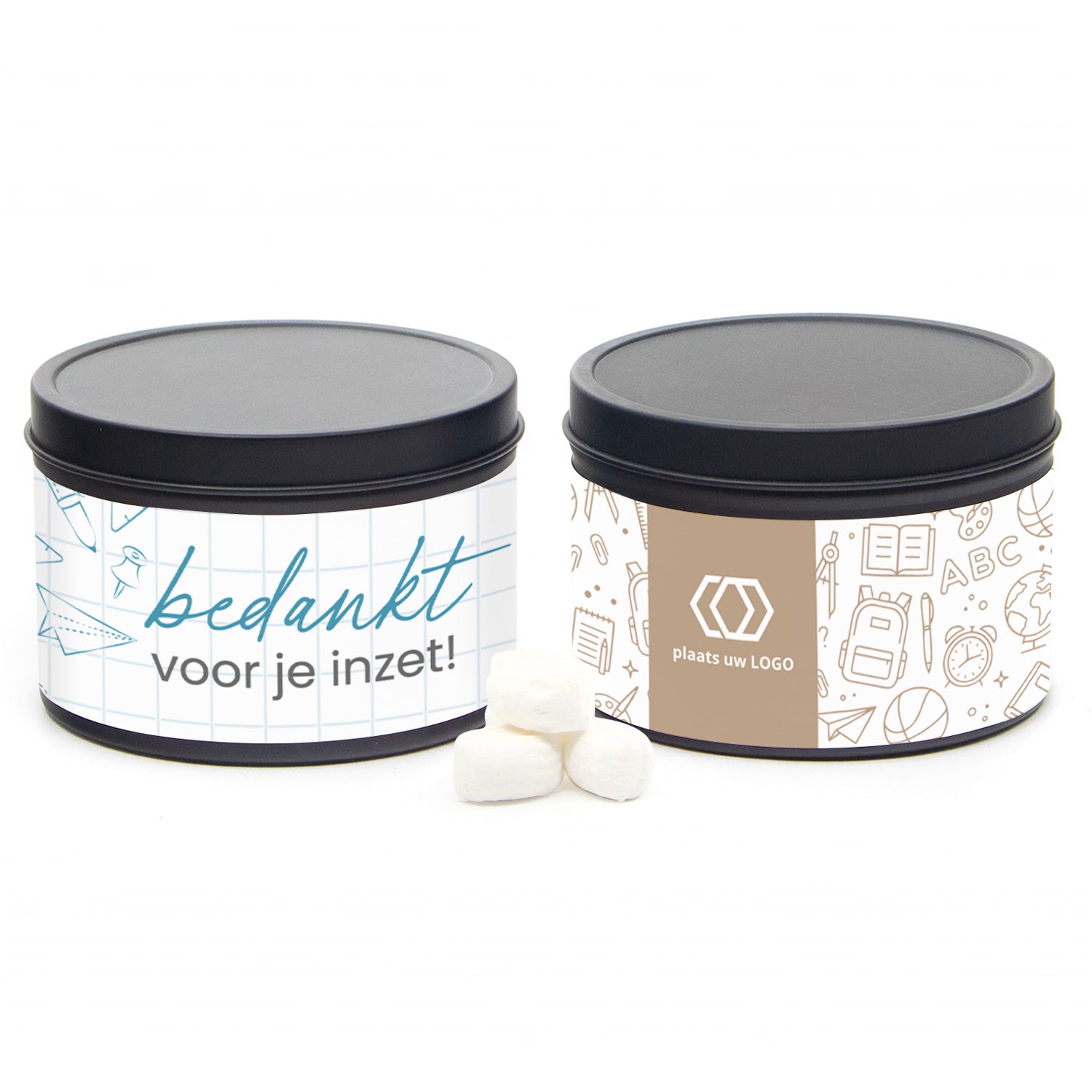 Zwart blikje 250ml met eigen wikkel - Leraar