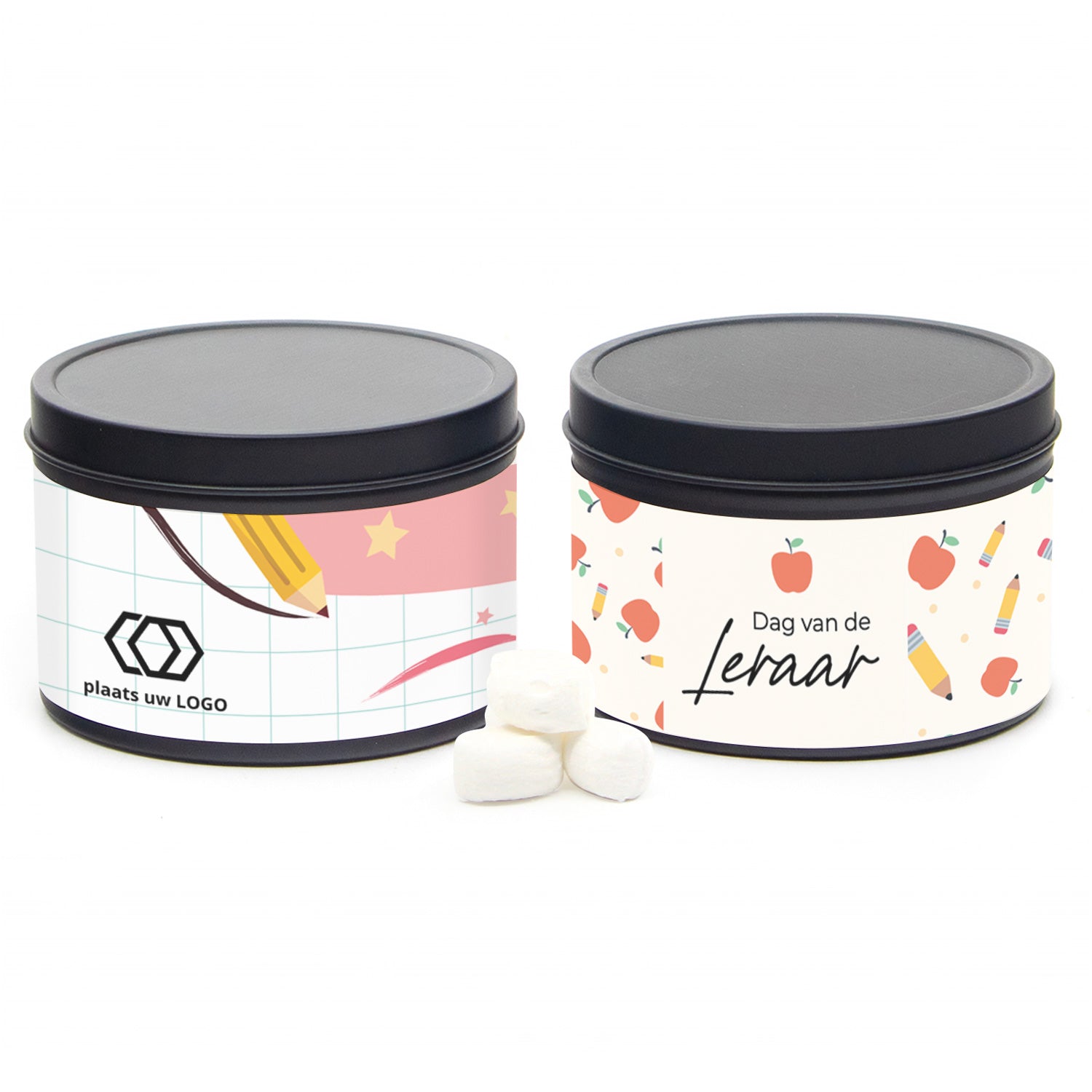 Zwart blikje 250ml met eigen wikkel - Leraar