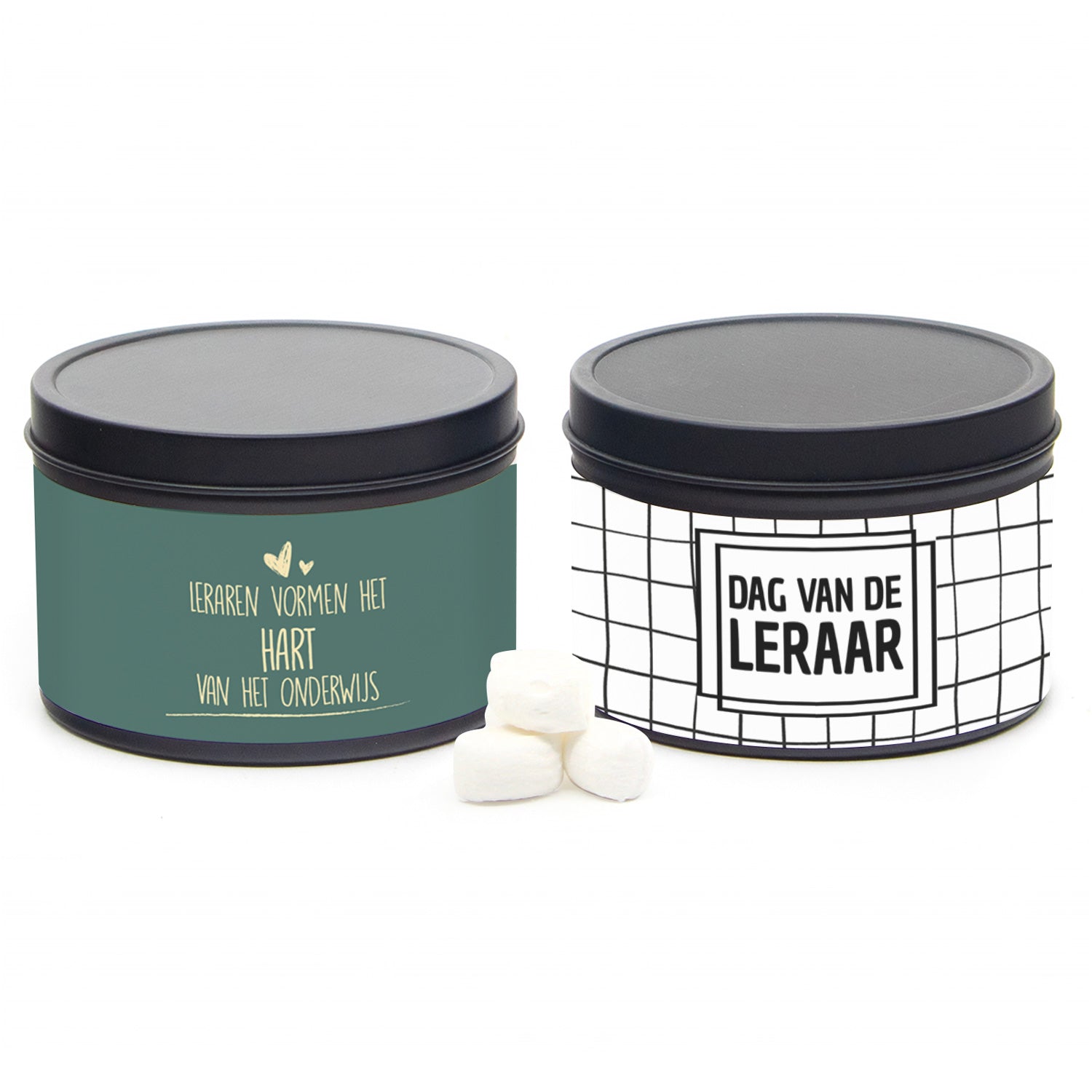 Zwart blikje 250ml met eigen wikkel - Leraar