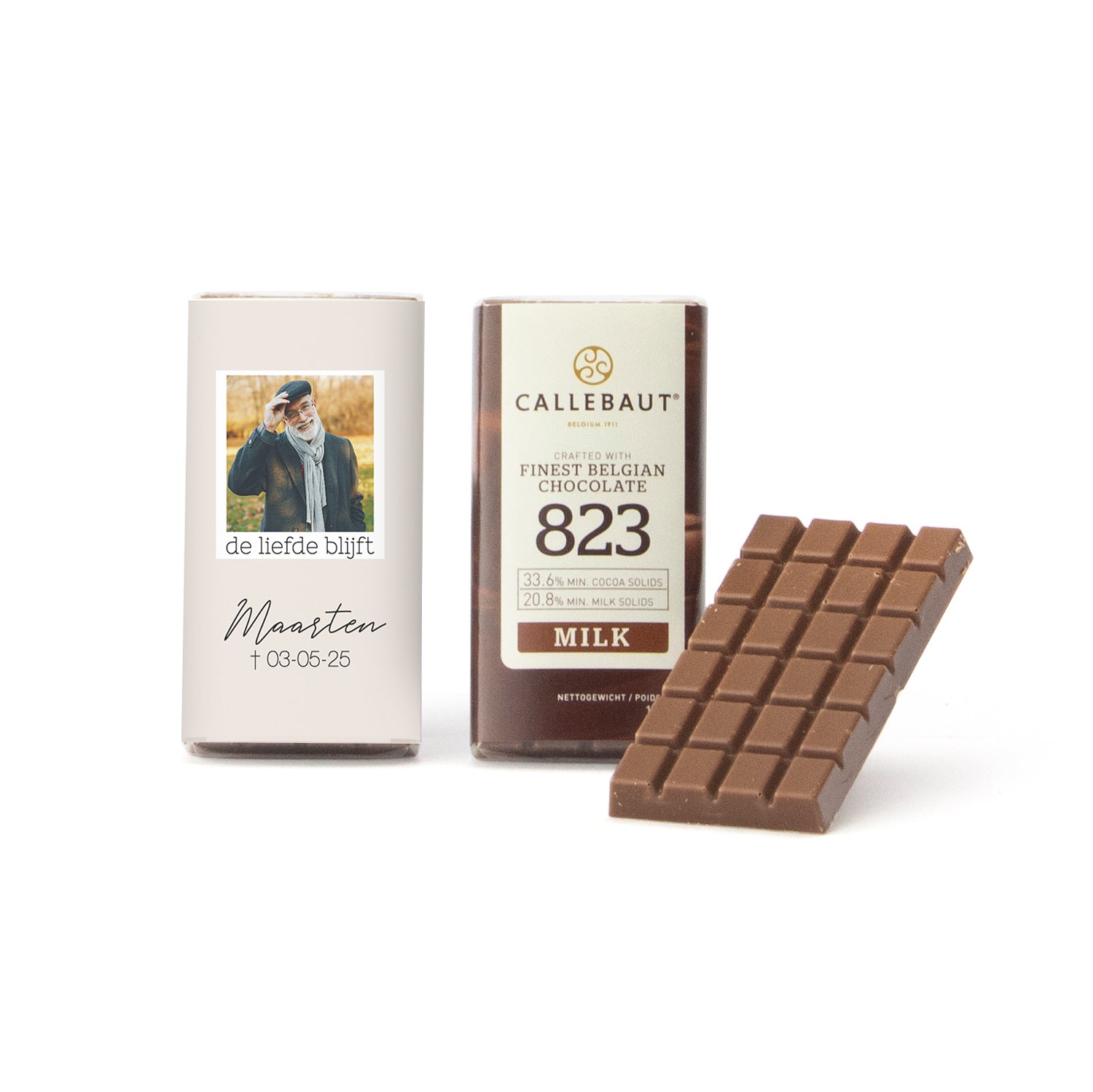 Callebaut mini chocoladereep (25 stuks) - Afscheid Dierbare - Bedankjes.nl