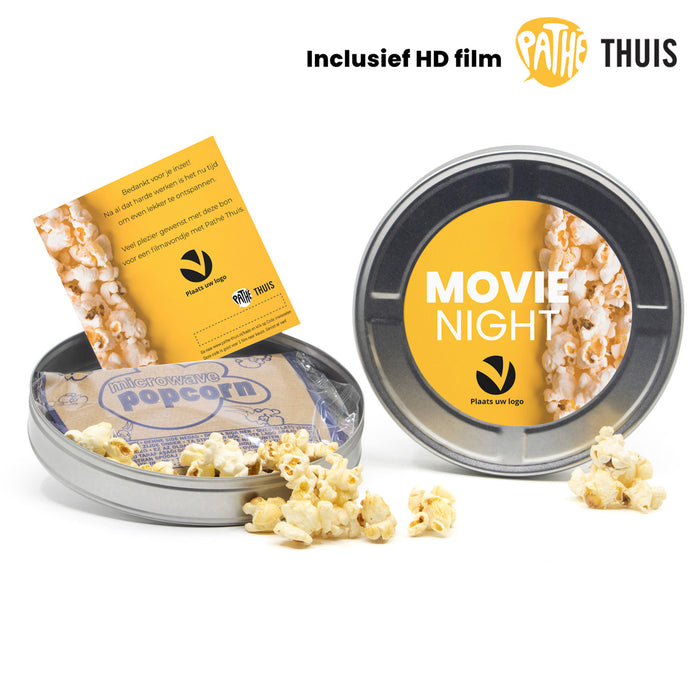 Filmblik met Pathé Thuis code en Magnetronpopcorn