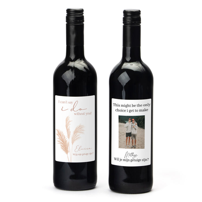 Fles Rode wijn met persoonlijk etiket - Getuige
