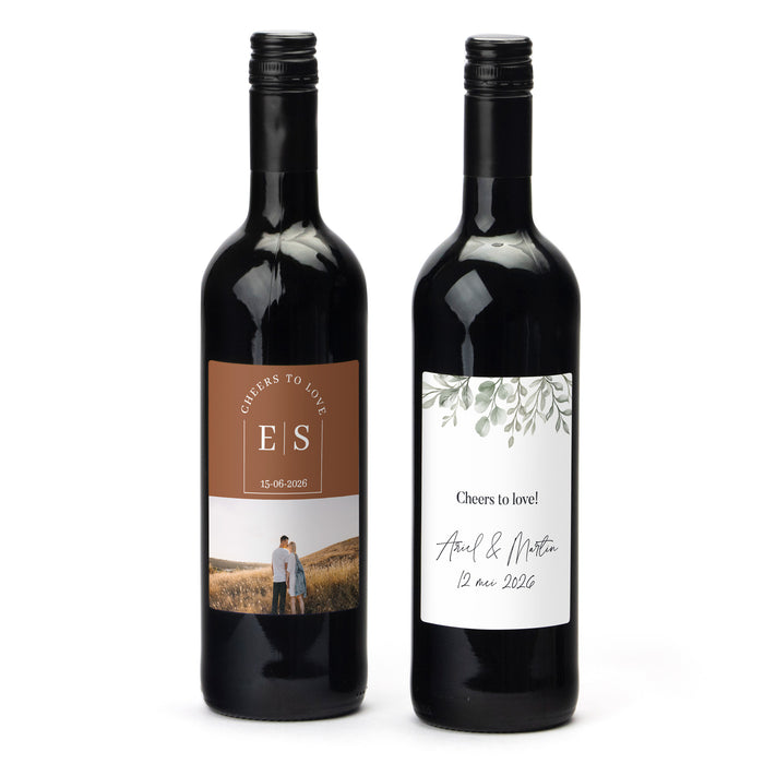 Fles Rode wijn met persoonlijk etiket - Trouwen