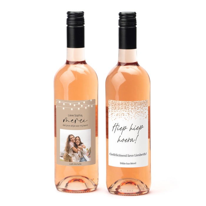 Fles Rosé wijn met persoonlijk etiket - Bedankje