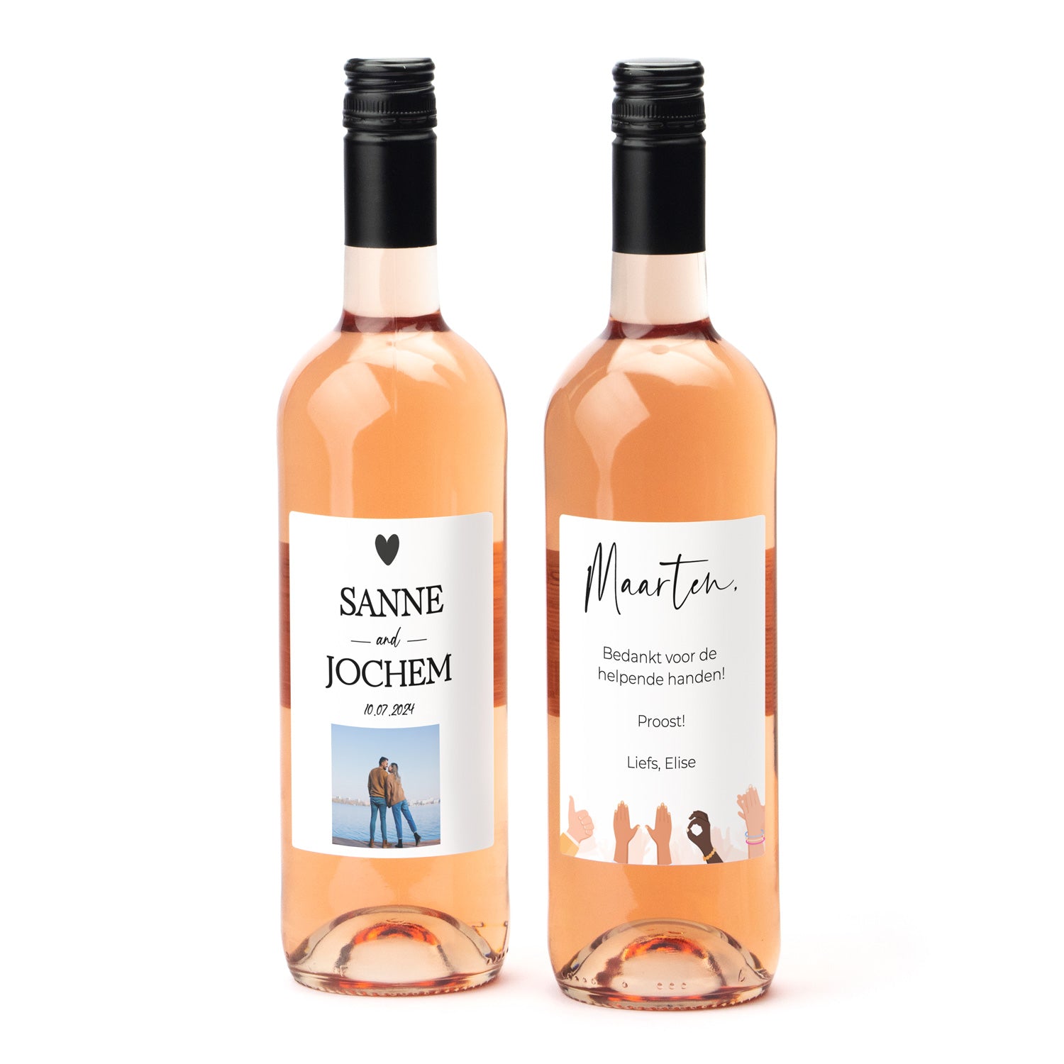 Fles Rosé wijn met persoonlijk etiket - Bedankje - Bedankjes.nl