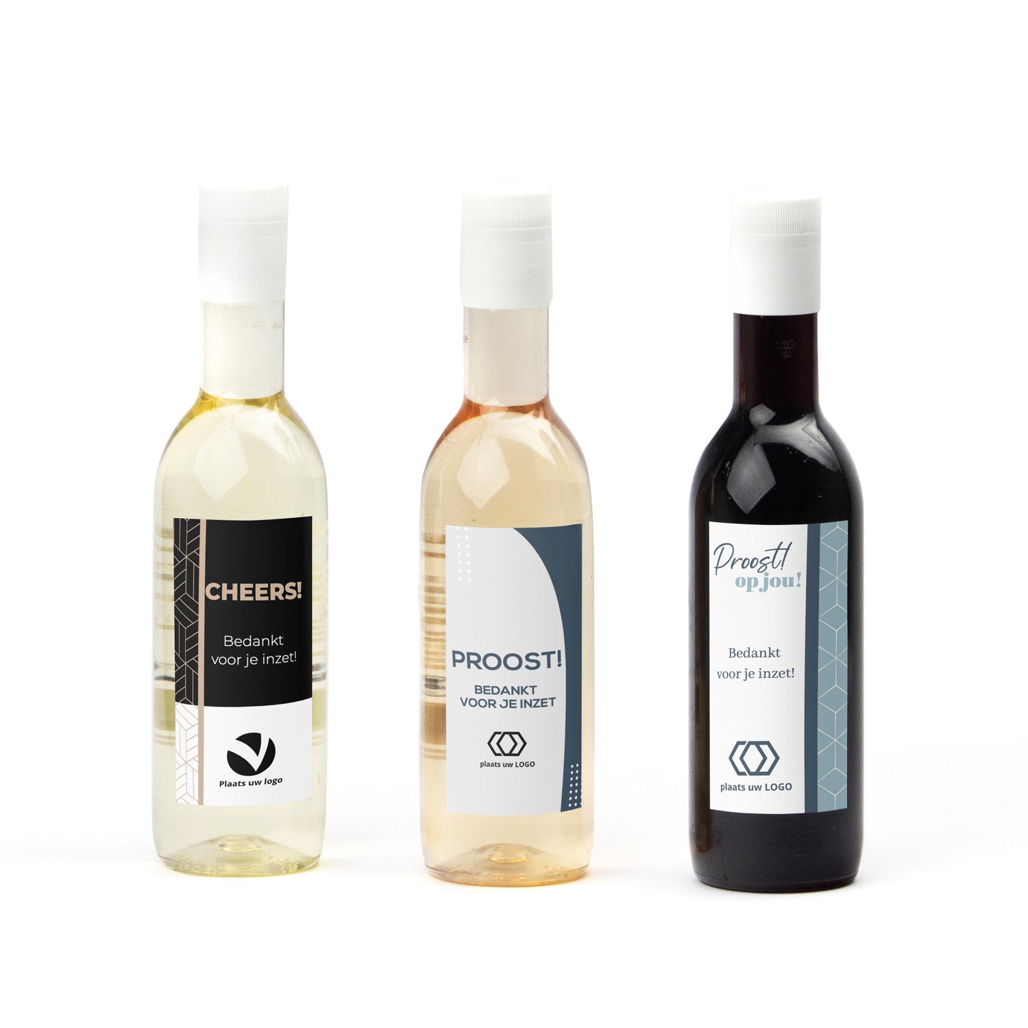 Klein flesje wijn met eigen logo op etiket - Zakelijk - Bedankjes.nl