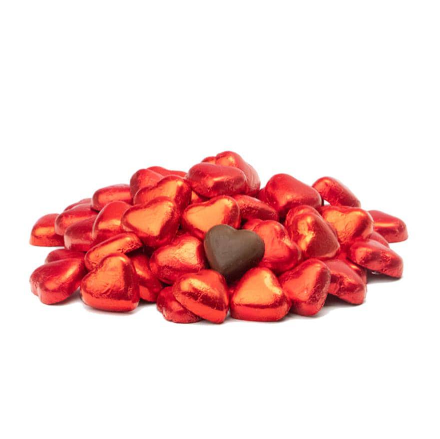 Chocolade hartjes in rode folie (kilo) - Bedankjes.nl