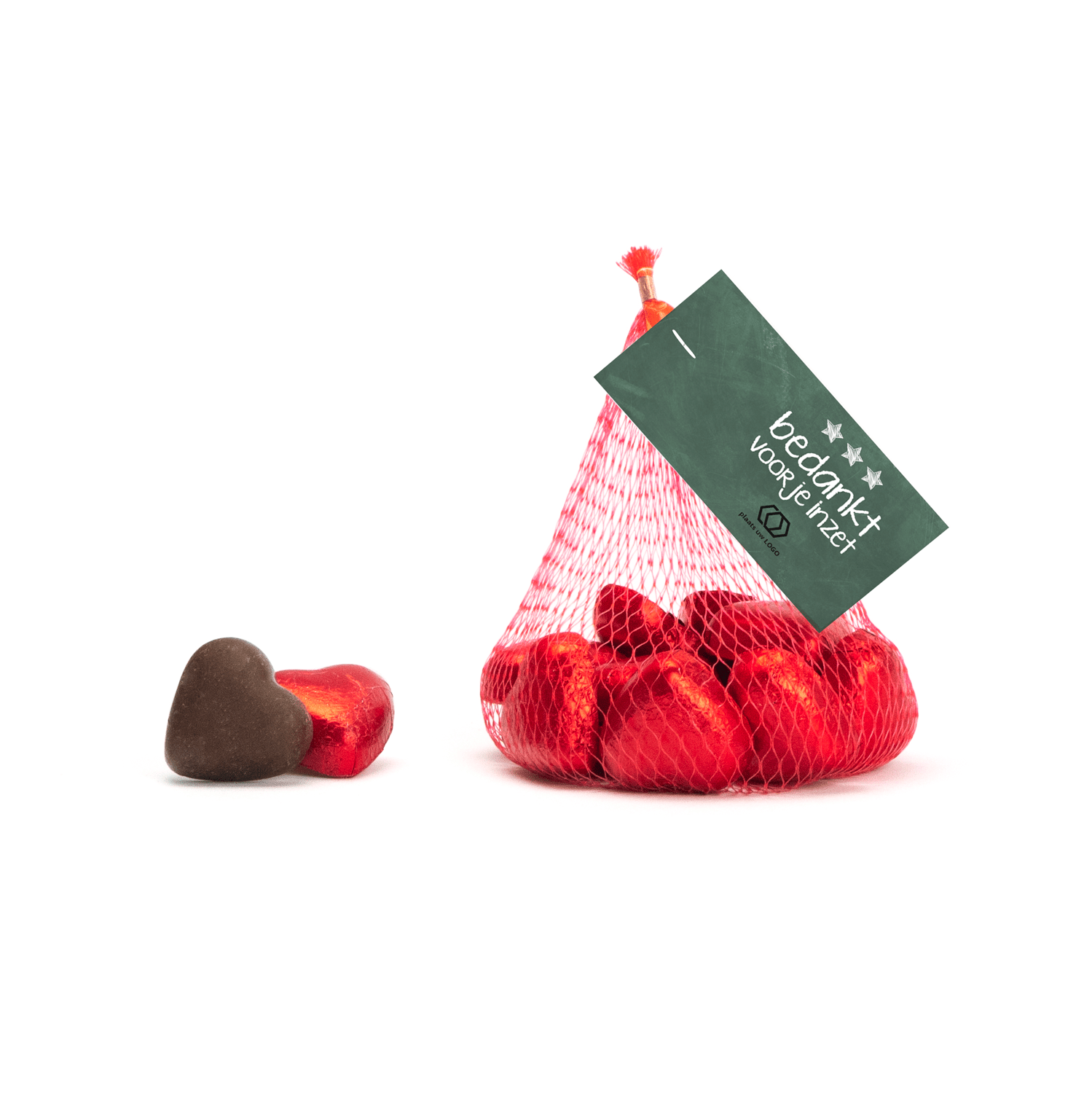 Chocolade hartjes met kaartje - Leraar - Bedankjes.nl