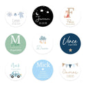 Stickers 24 stuks (4cm) - Geboorte jongens - Bedankjes.nl