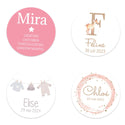 Stickers 6 stuks (7,5cm) - Geboorte meisjes - Bedankjes.nl